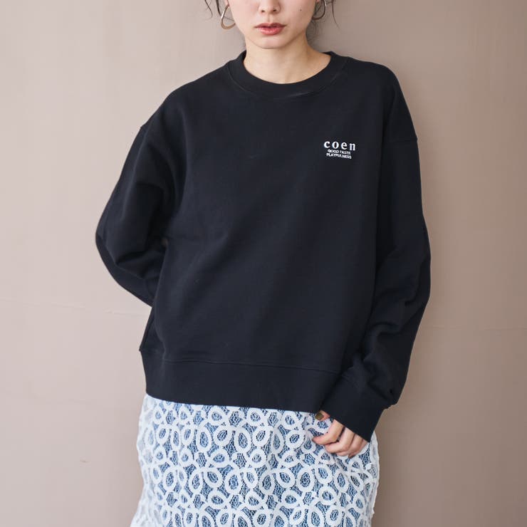 BLACK | 【新色登場】COEN（コーエン）ロゴ刺繍 C/N裏毛スウェット | coen【women】