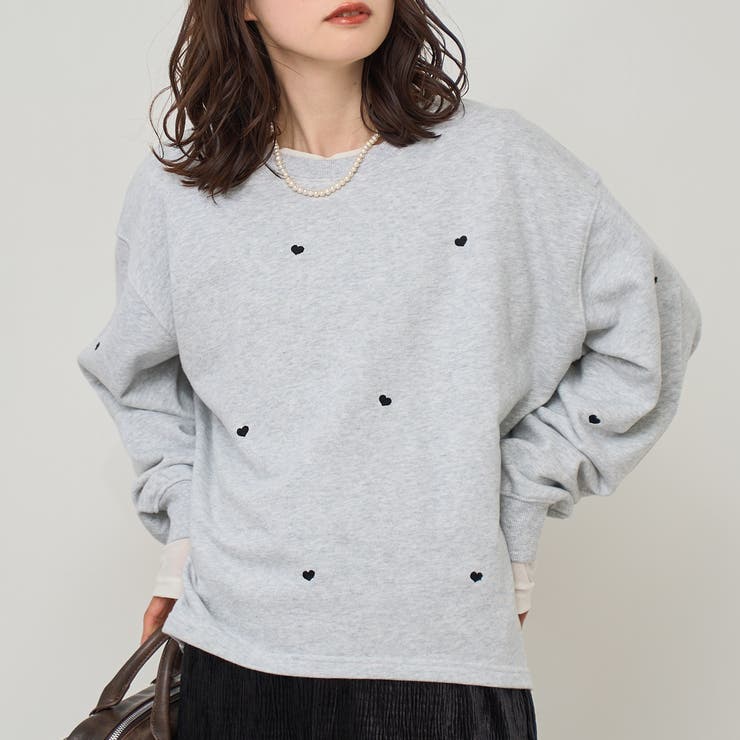 NATURAL | ハート刺繍裏毛スウェットプルオーバー | coen【women】