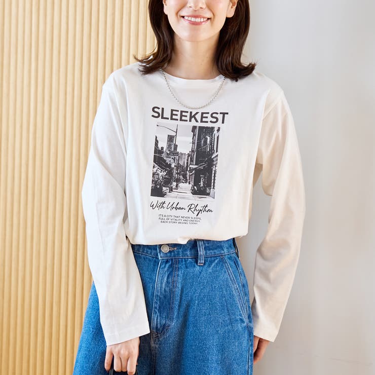 OFF WHITE | コットンフォトプリントロンT | coen【women】