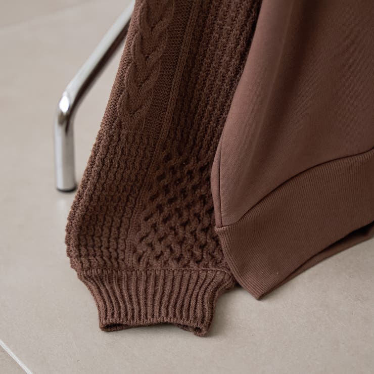 ケーブルニットドッキング切替裏毛スウェット1 | coen【women】 | 詳細画像12 