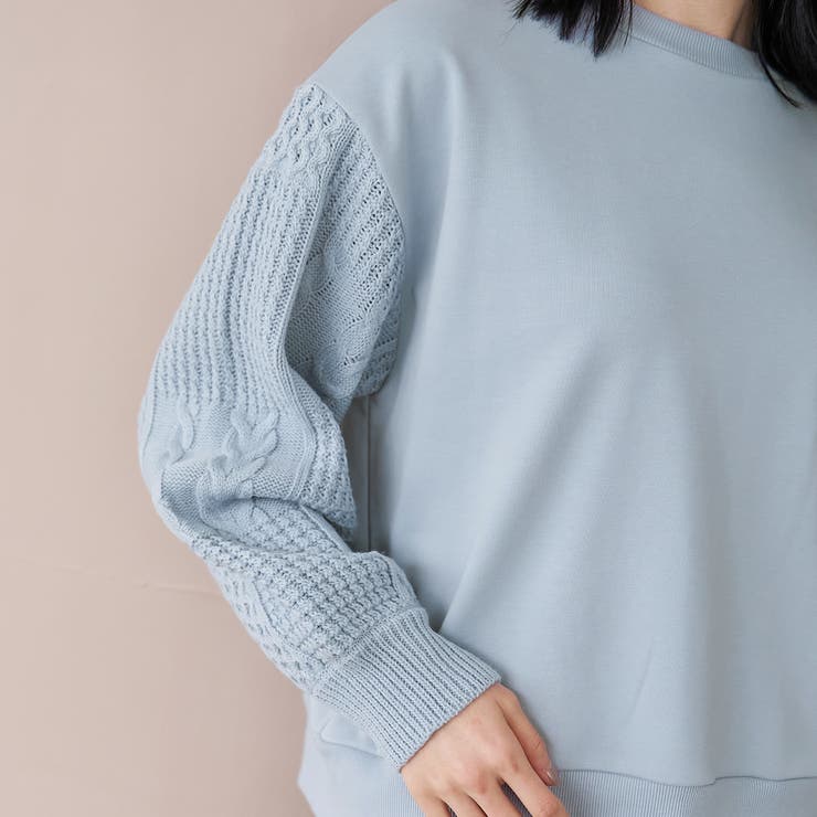 ケーブルニットドッキング切替裏毛スウェット1 | coen【women】 | 詳細画像16 