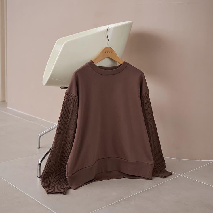 ケーブルニットドッキング切替裏毛スウェット1 | coen【women】 | 詳細画像9 