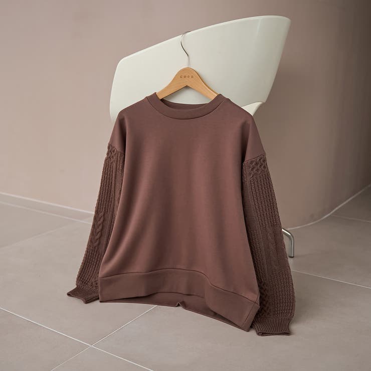 DK.BROWN | ケーブルニットドッキング切替裏毛スウェット1 | coen【women】