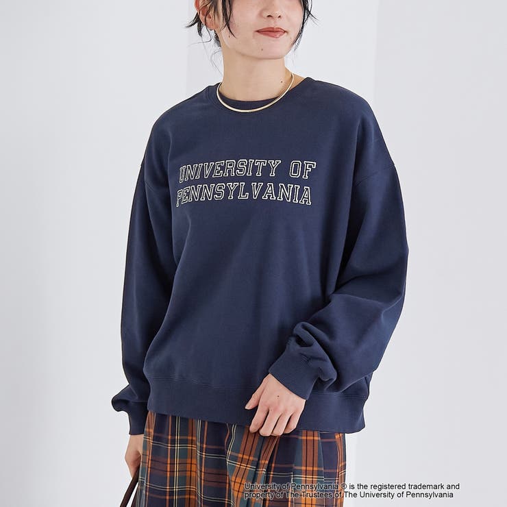 NAVY | 2wayアソートカレッジロゴ裏毛スウェット | coen【women】