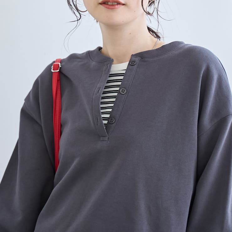 【セットアイテム】2wayヘンリーネック裏毛プルオーバー ボーダーロンTセット | coen【women】 | 詳細画像10 