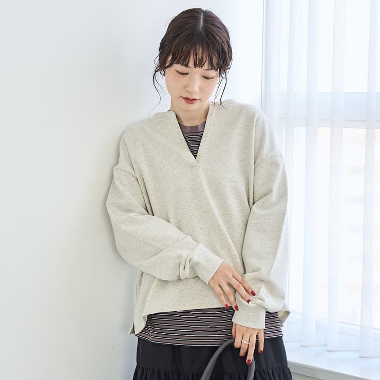 【セットアイテム】2wayヘンリーネック裏毛プルオーバー ボーダーロンTセット | coen【women】 | 詳細画像15 