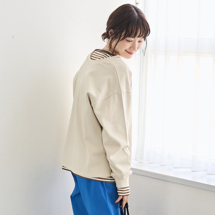 【セットアイテム】2wayヘンリーネック裏毛プルオーバー ボーダーロンTセット | coen【women】 | 詳細画像3 