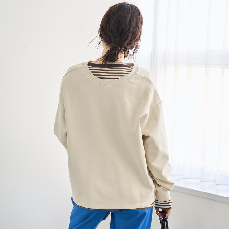 【セットアイテム】2wayヘンリーネック裏毛プルオーバー ボーダーロンTセット | coen【women】 | 詳細画像4 