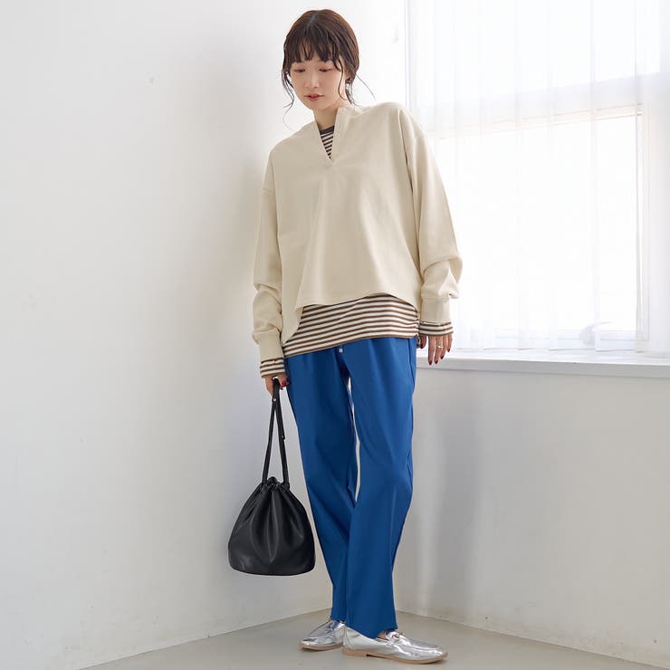 【セットアイテム】2wayヘンリーネック裏毛プルオーバー ボーダーロンTセット | coen【women】 | 詳細画像5 