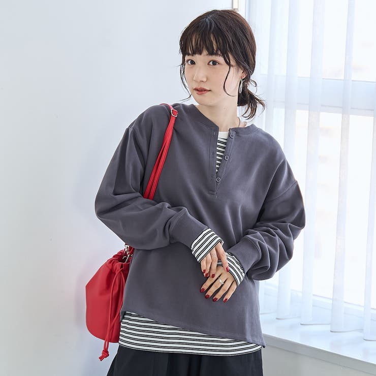 【セットアイテム】2wayヘンリーネック裏毛プルオーバー ボーダーロンTセット | coen【women】 | 詳細画像8 