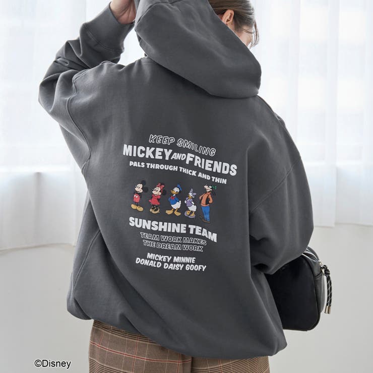 DK.GRAY | 【MICKEY（ミッキー）/別注】バックプリントハーフジップ裏毛フーディ | coen【women】