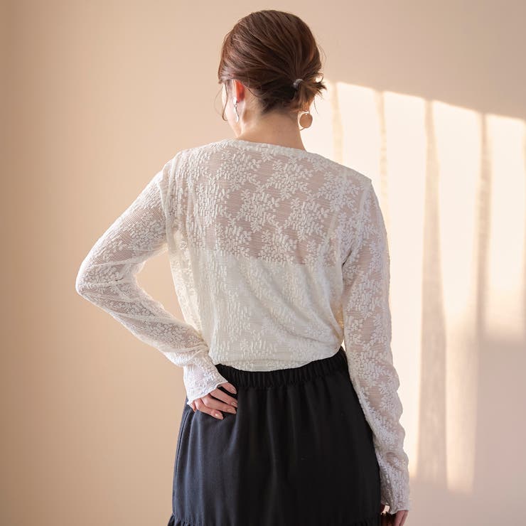 カットレース クルーネック 長袖トップス | coen【women】 | 詳細画像5 
