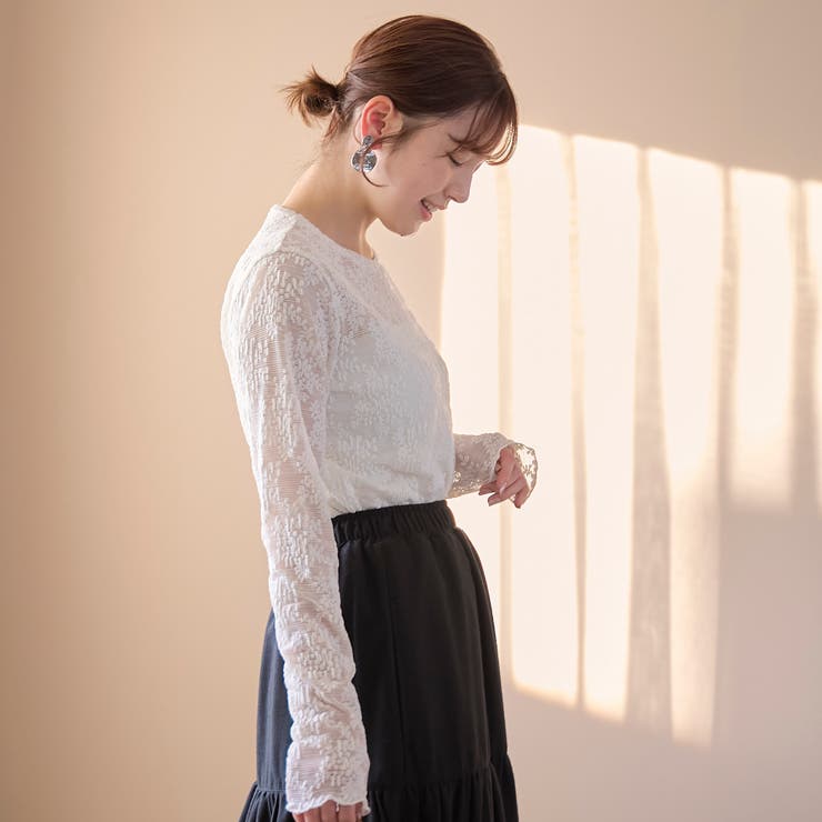 カットレース クルーネック 長袖トップス | coen【women】 | 詳細画像6 