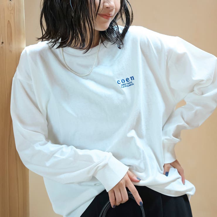 WHITE | 【再入荷/新色登場】coen（コーエン）ロゴ刺繍 ユニロンT | coen【women】