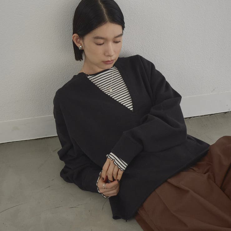 BLACK | 【再入荷/新色登場】キーネック裏毛スウェット プルオーバー | coen【women】