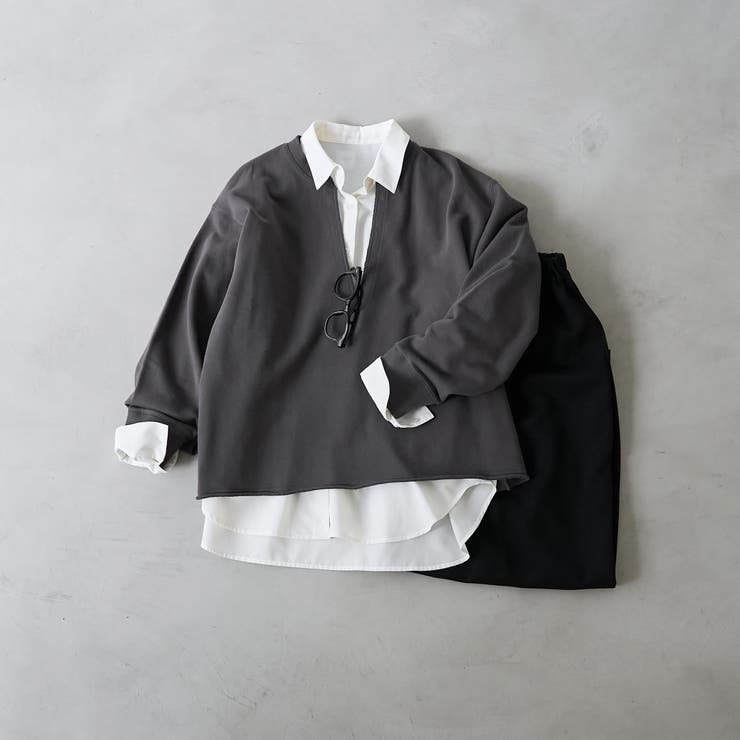 DK.GRAY | 【再入荷/新色登場】キーネック裏毛スウェット プルオーバー | coen【women】