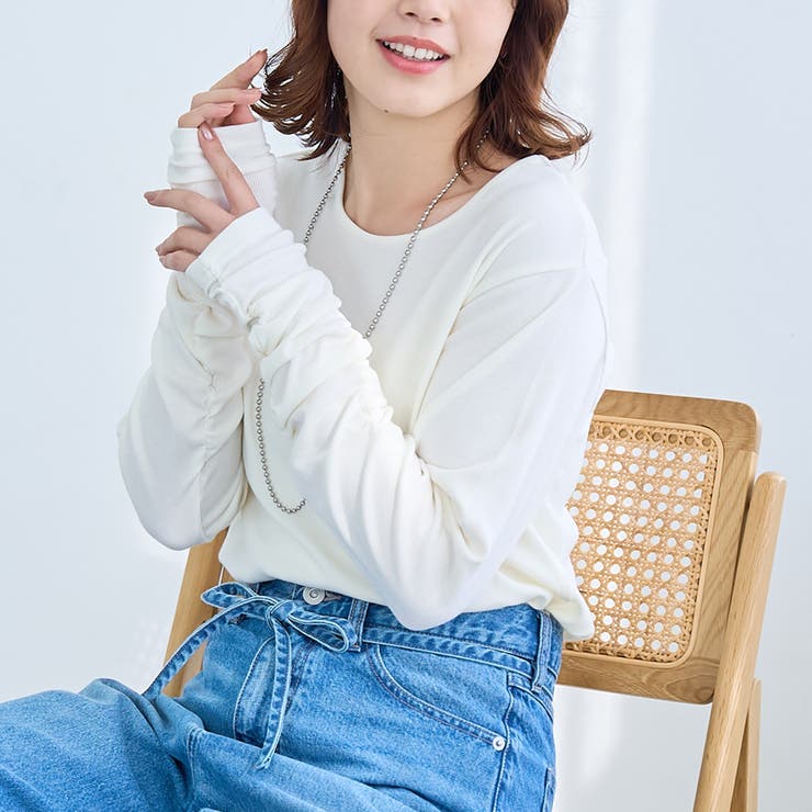 OFF WHITE | 袖くしゅテレコカットソー | coen【women】