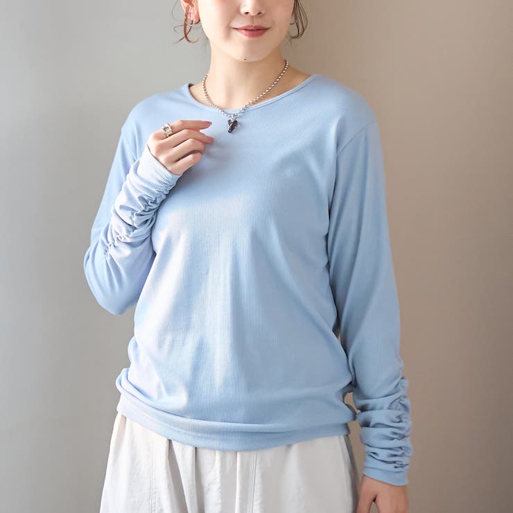 LT.BLUE | 袖くしゅテレコカットソー | coen【women】