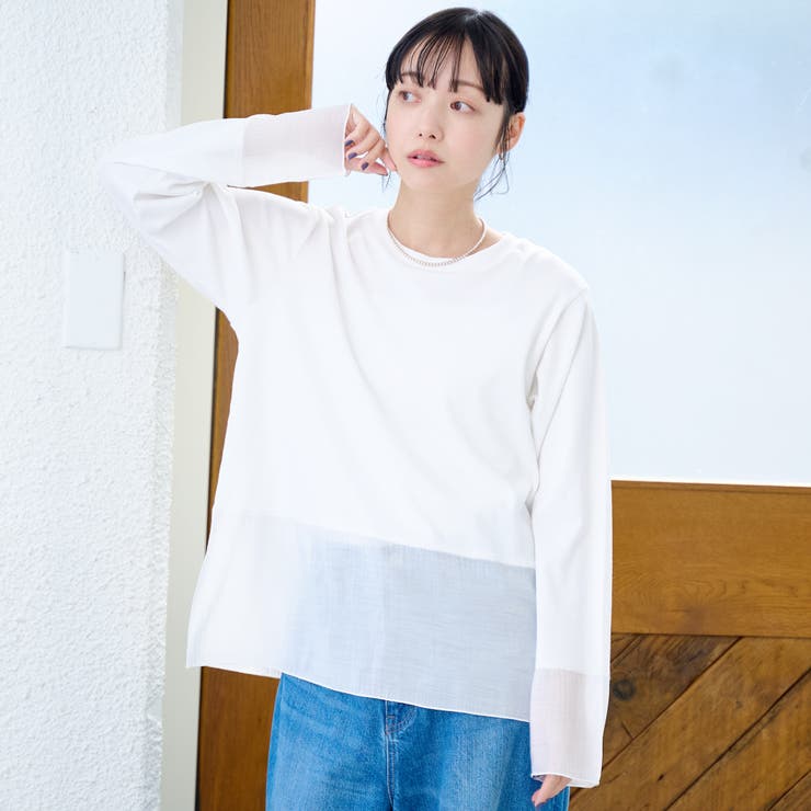 レイヤード風シアー長袖トップス | coen【women】 | 詳細画像4 