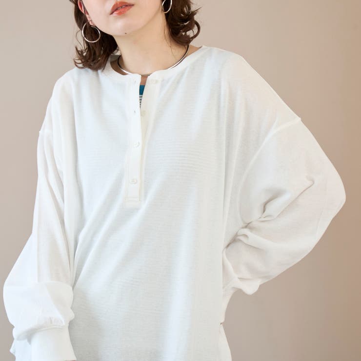 OFF WHITE | シアーワッフル ヘンリーネックロンT | coen【women】