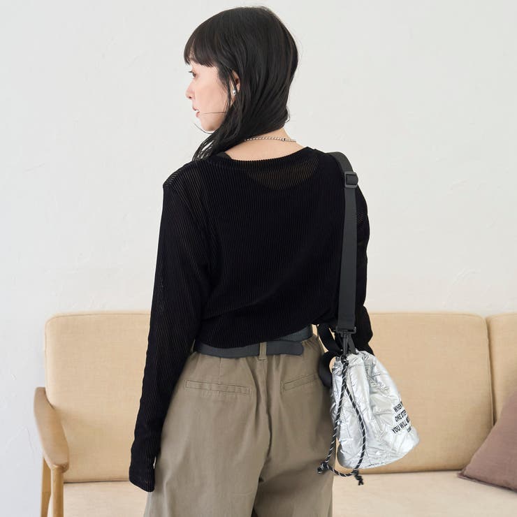 シアーメッシュ フロッキーストライプロンT | coen【women】 | 詳細画像7 