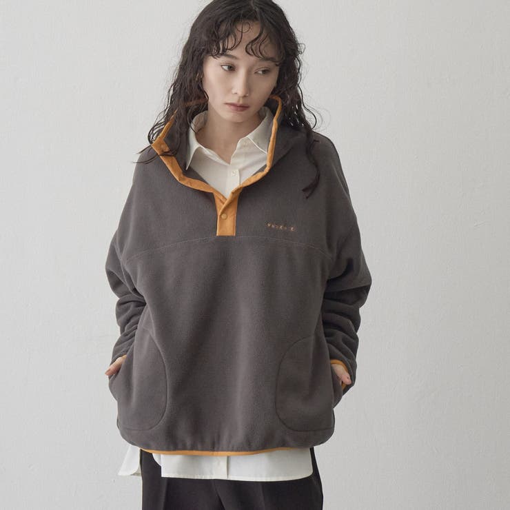 DK.GRAY | 【PARKNIK（パークニック）】配色デザイン ハーフスナップフリース（インフル… | coen【women】
