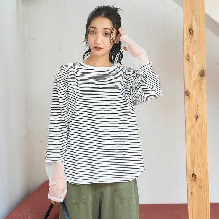 【リニューアルして新登場◎】袖チュール切替ロングスリーブTシャツ | coen【women】 | 詳細画像25 