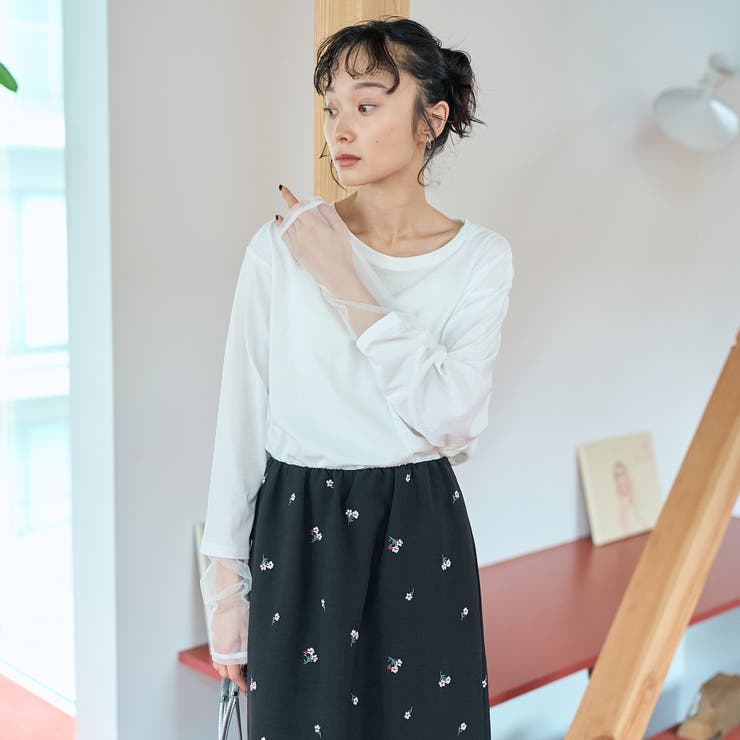 【リニューアルして新登場◎】袖チュール切替ロングスリーブTシャツ | coen【women】 | 詳細画像5 