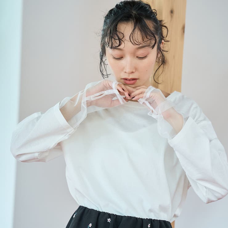 【リニューアルして新登場◎】袖チュール切替ロングスリーブTシャツ | coen【women】 | 詳細画像9 
