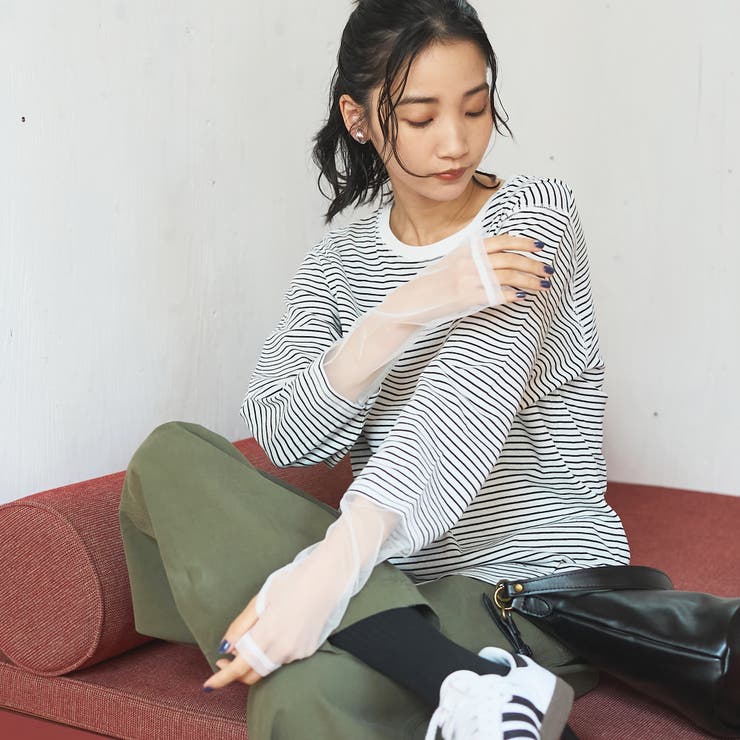 その他1 | 【リニューアルして新登場◎】袖チュール切替ロングスリーブTシャツ | coen【women】