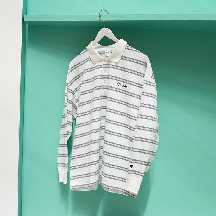OFF WHITE | 【新型登場】ハートモチーフ 配色ラガーポロ襟シャツ | coen【women】