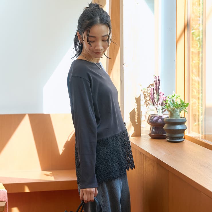 【新型登場】裾レース切替 レイヤード風ロンT | coen【women】 | 詳細画像12 