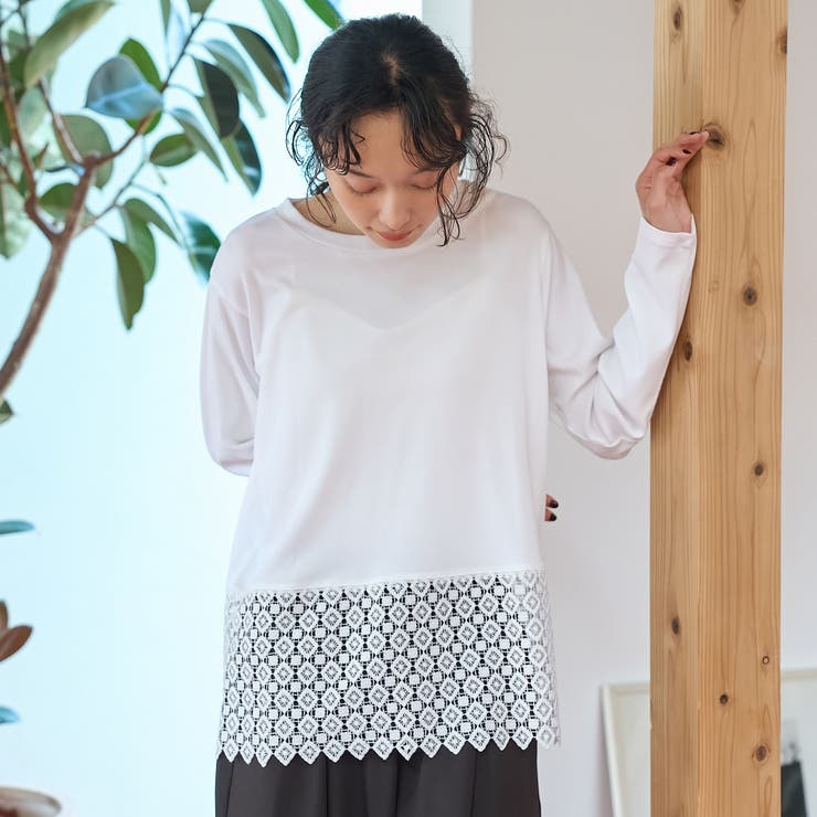 【新型登場】裾レース切替 レイヤード風ロンT | coen【women】 | 詳細画像4 