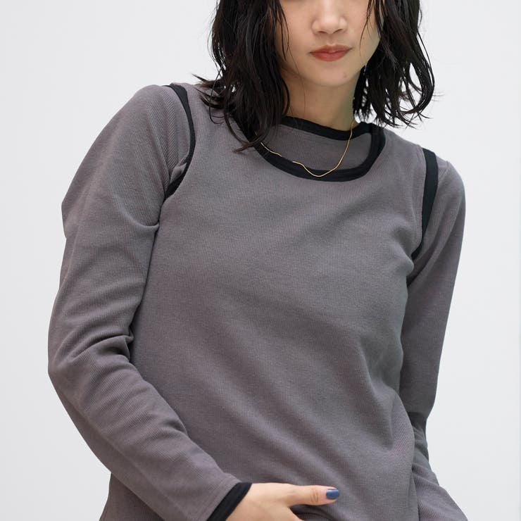 レイヤード風 配色デザインリブロンT | coen【women】 | 詳細画像14 