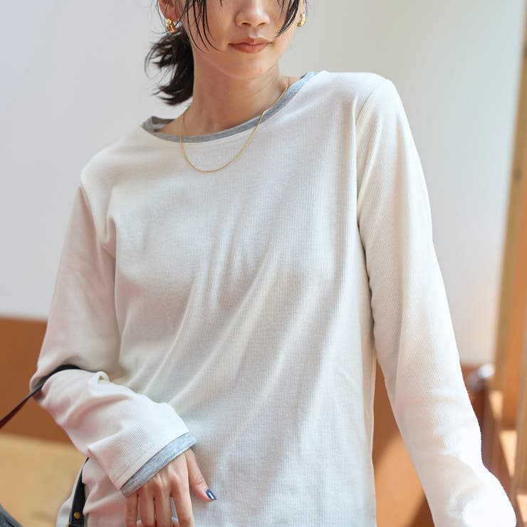 レイヤード風 配色デザインリブロンT | coen【women】 | 詳細画像7 
