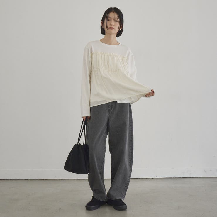 シアードッキング ギャザーロングスリーブTシャツ | coen【women】 | 詳細画像2 