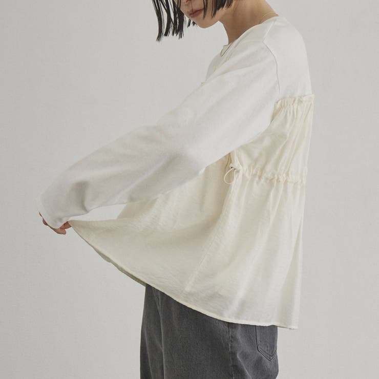 シアードッキング ギャザーロングスリーブTシャツ[品番：COEW0008588