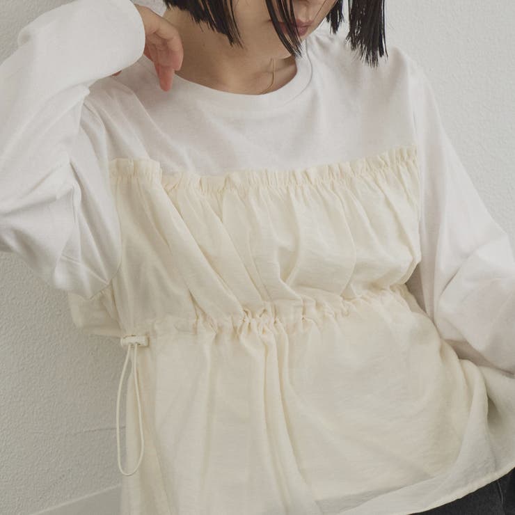 シアードッキング ギャザーロングスリーブTシャツ | coen【women】 | 詳細画像8 