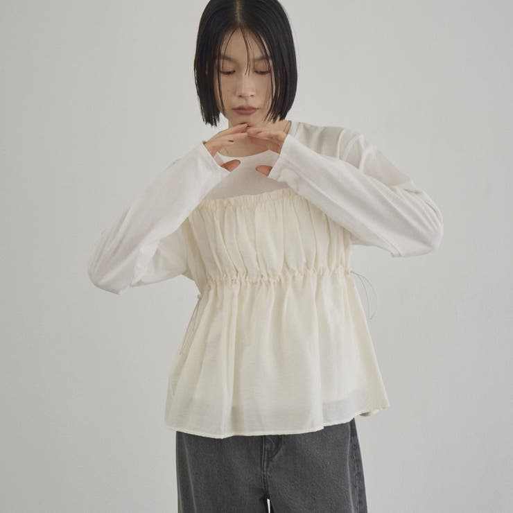 シアードッキング ギャザーロングスリーブTシャツ | coen【women】 | 詳細画像9 