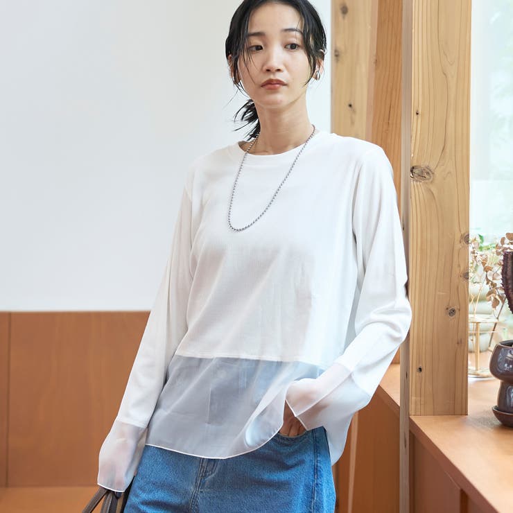 レイヤード風シアー長袖トップス | coen【women】 | 詳細画像1 