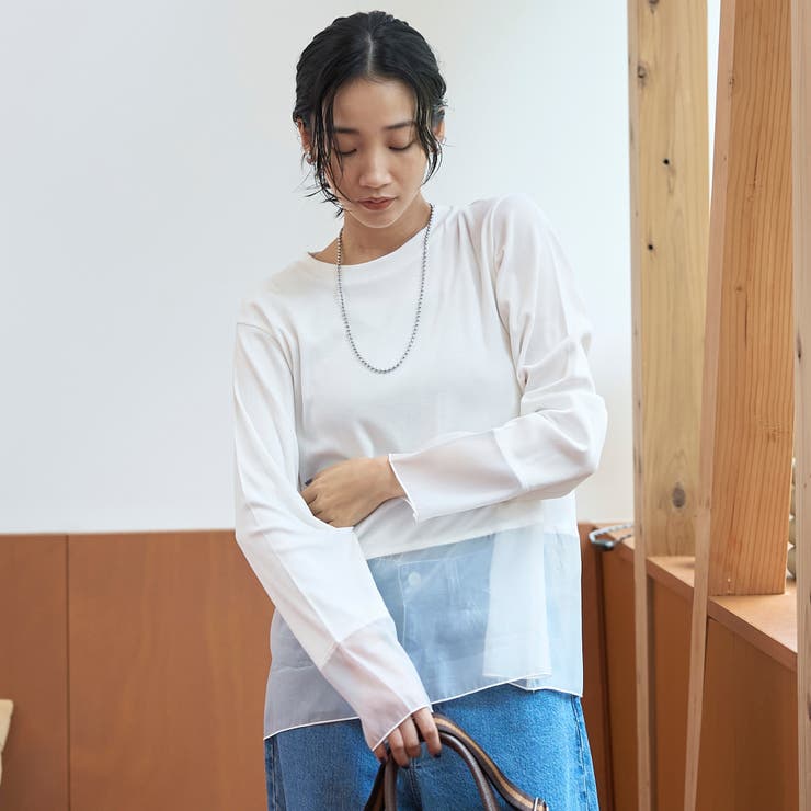 レイヤード風シアー長袖トップス | coen【women】 | 詳細画像6 