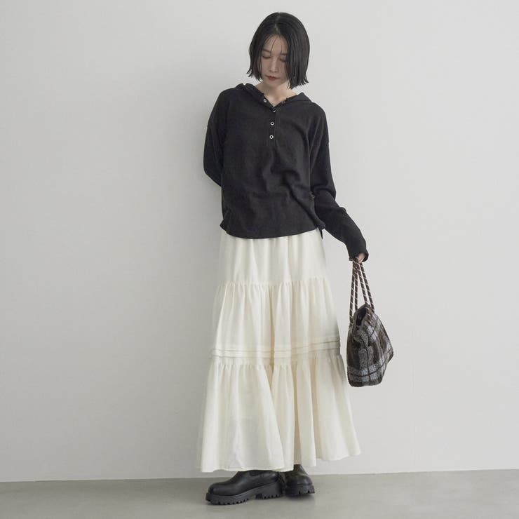 カワリ天竺 フード付きヘンリーネック長袖トップス | coen【women】 | 詳細画像3 