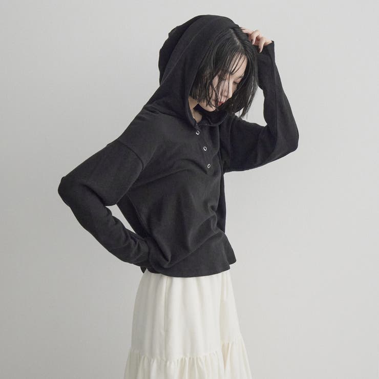 カワリ天竺 フード付きヘンリーネック長袖トップス | coen【women】 | 詳細画像5 
