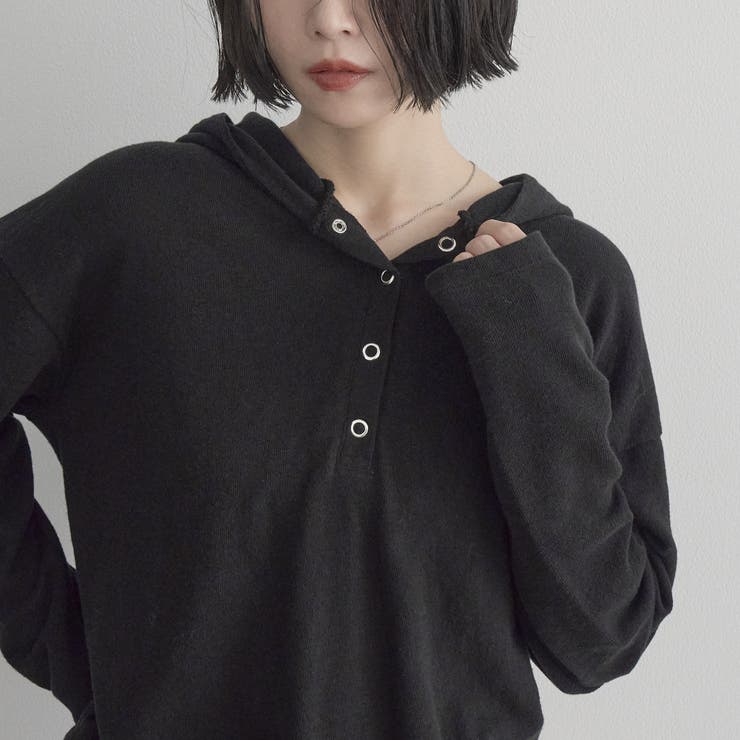 カワリ天竺 フード付きヘンリーネック長袖トップス | coen【women】 | 詳細画像7 