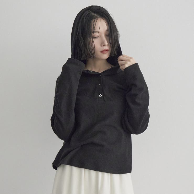 カワリ天竺 フード付きヘンリーネック長袖トップス | coen【women】 | 詳細画像8 