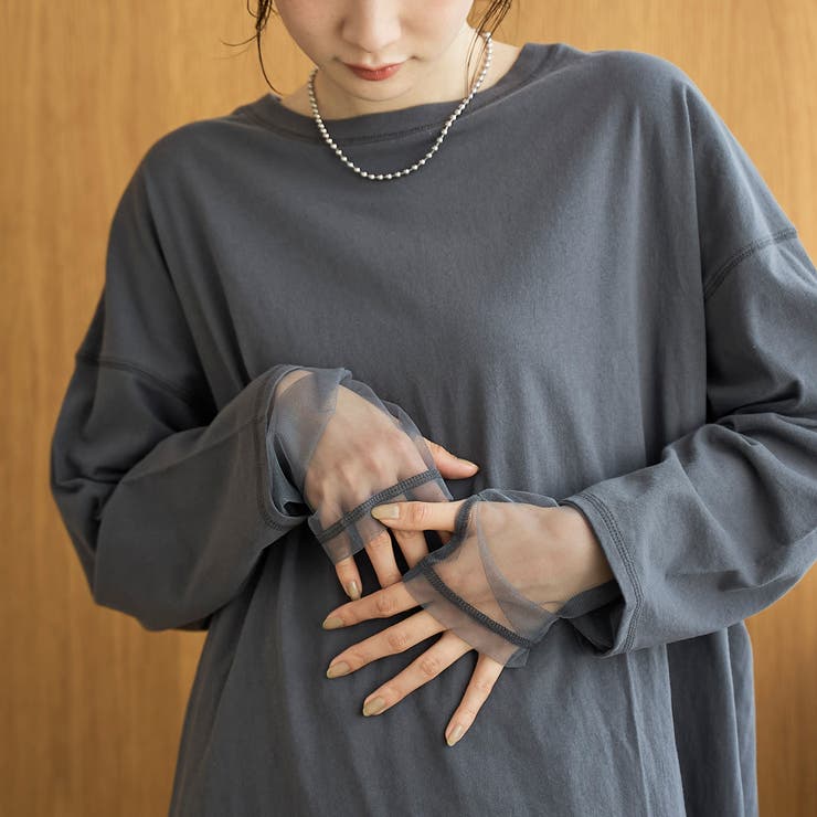 【再入荷・新色登場】袖チュール切替ロングスリーブTシャツ | coen【women】 | 詳細画像1 