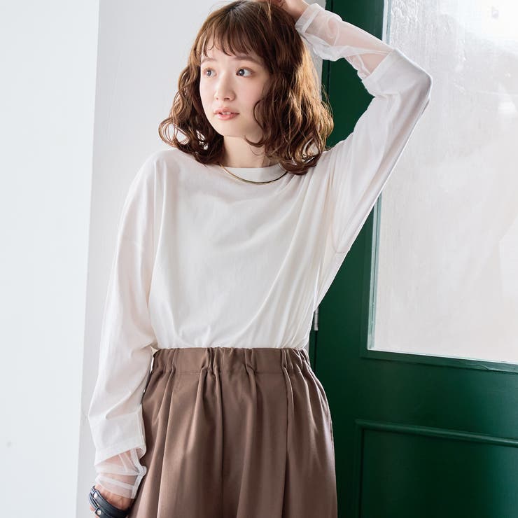 【再入荷・新色登場】袖チュール切替ロングスリーブTシャツ | coen【women】 | 詳細画像2 