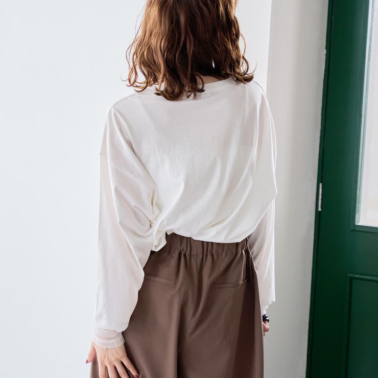 【再入荷・新色登場】袖チュール切替ロングスリーブTシャツ | coen【women】 | 詳細画像3 