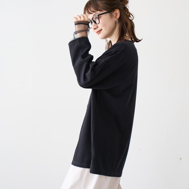 【再入荷・新色登場】袖チュール切替ロングスリーブTシャツ | coen【women】 | 詳細画像8 