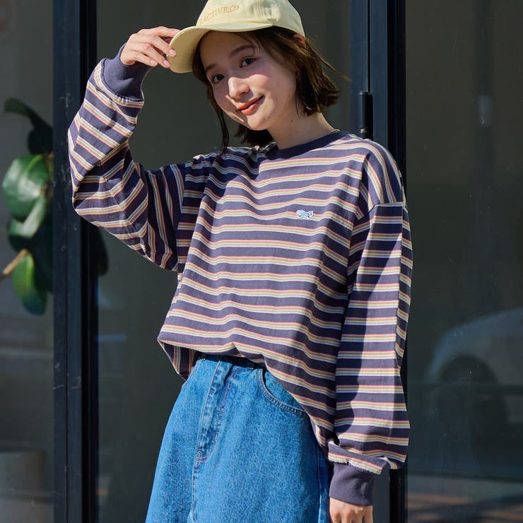 NAVY | Penneys（ぺニーズ）別注アソートボーダーロングスリーブTシャツ | coen【women】